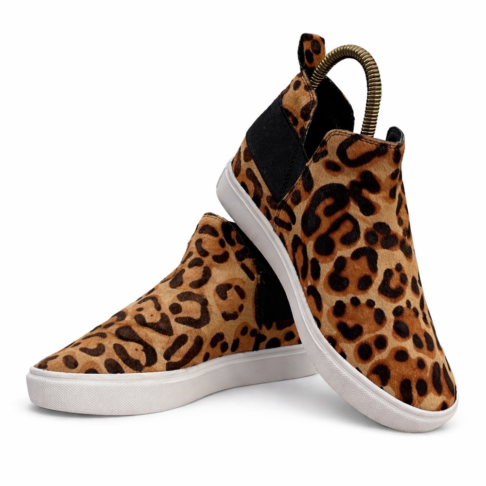 Steve Madden Shane-L Leopard Cow Hair High Top Sneaker 7.5